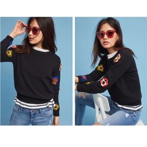 Anthropologie Embroidered Sweater XS